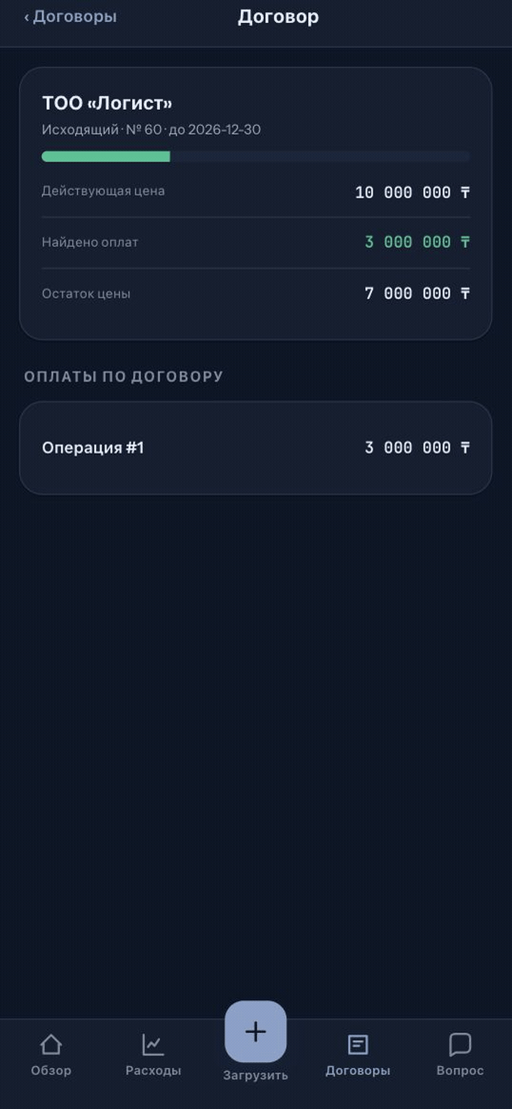 Открытие карточки отдельного договора кликом по строке в списке